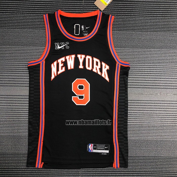 Maillot New York Knicks Rj Barrett NO 9 Ville 2021-22 Noir